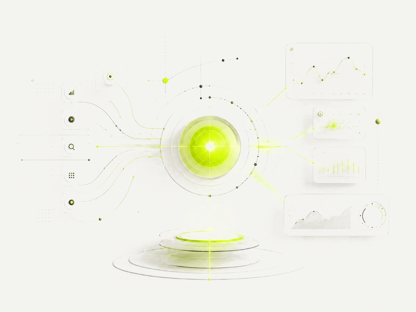 Abstract AI advertising system with conversion core and data flows